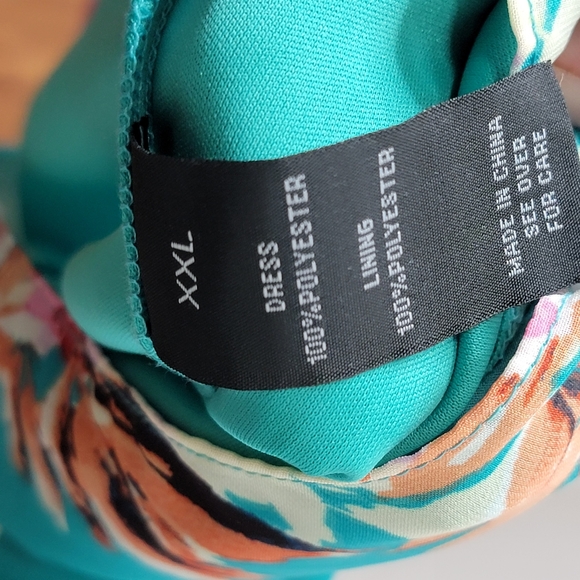 By & By Teal a d Pink Floral Halter Dress - Picture 4 of 6